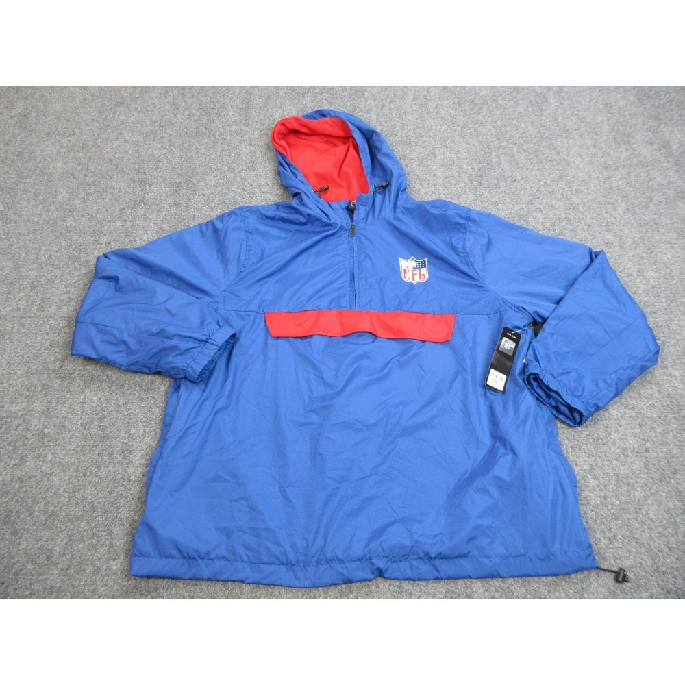 NFL Jacket Mens XL Blue Football NFL Team Apparel Hooded Windbreaker Shield Logo